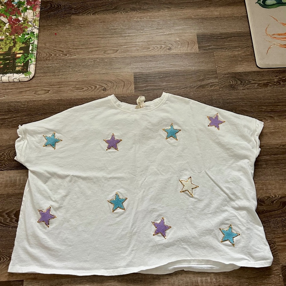 Fantastic Fawn Star Brite Sequin Star Top White Size Medium Women’s